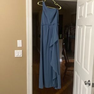 Never altered, one shoulder formal dress with slit in side.